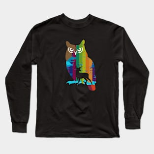 Graphic Owl with Deer Long Sleeve T-Shirt